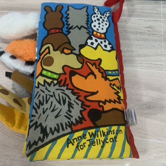 Jellycat Puppytails Anne Wilkinson Soft Crinkle Sensory Cloth Book With Bag - Picture 6 of 9